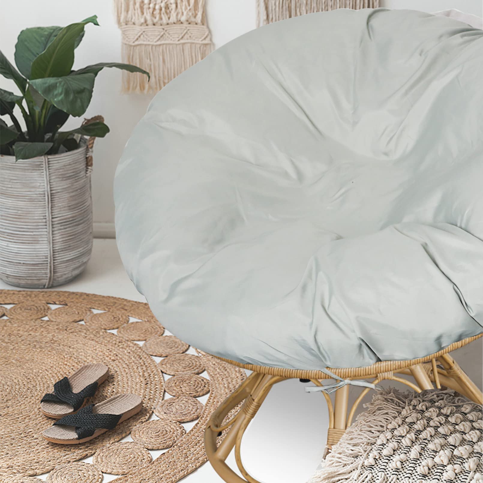 Funda Cojín Para Silla Papasan 120 Cm | Impermeable, Cremallera, Lavable, Blanca, Interior/Exterior