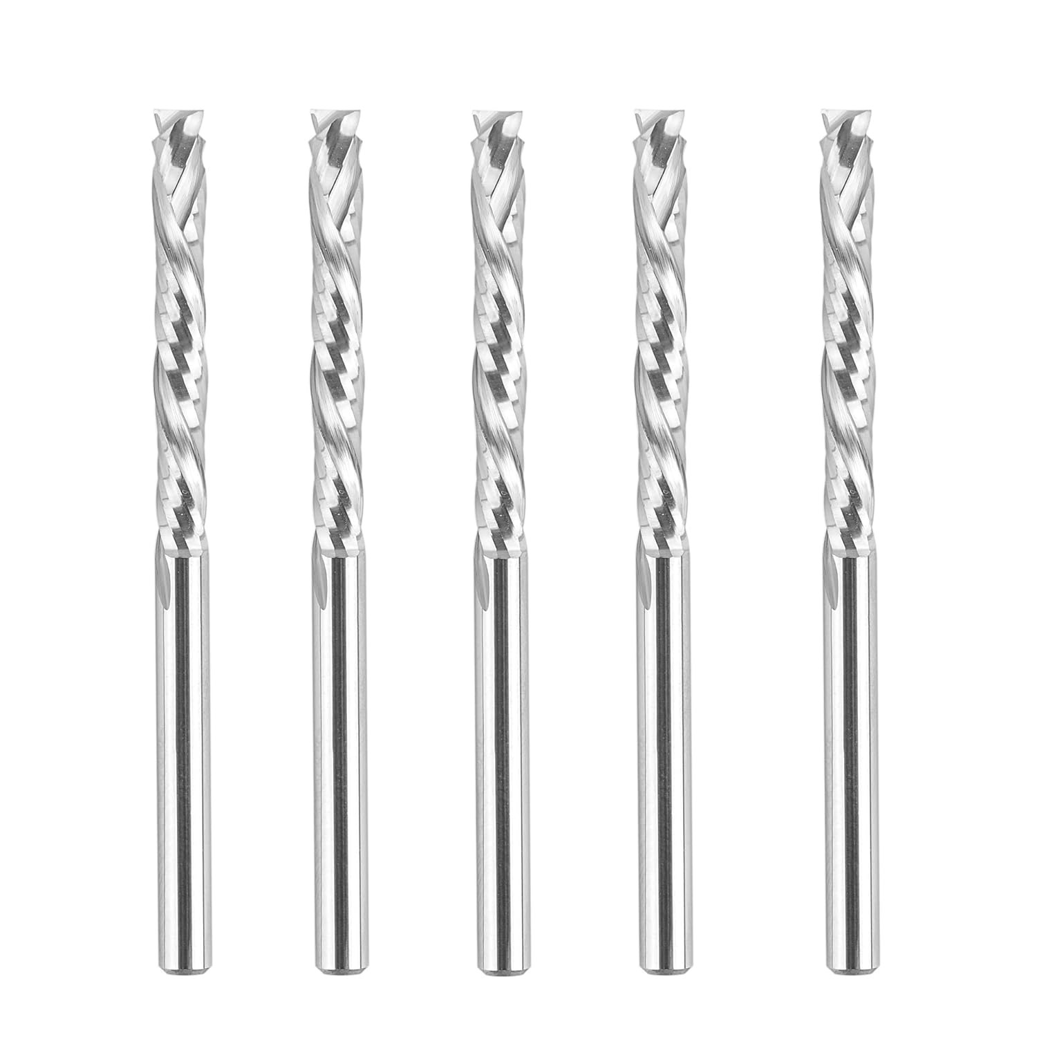 SpeTool 5Pcs Carbide Compression Router Bit Up&Down End Mills 1/8 x 1 inch Cutter for CNC Mill Machine Wookwork 3D Profile Detail Engraver Carving