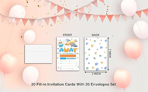 Miniatura 2 de Tarjetas de invitación de fiesta de cumpleaños para niños, tarjetas de invitación de fiesta de adolescentes, celebración de fiesta de avión,