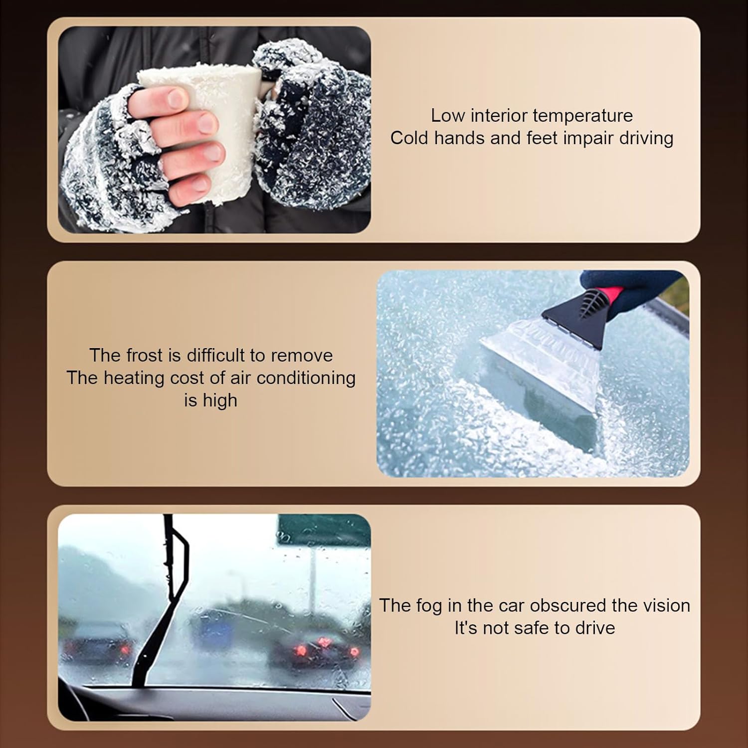Window Defroster, Portable 12V Car Heater Defroster, Quick Windshield Warm Air Blower Rotatable Energy Saving for Driving Comfort