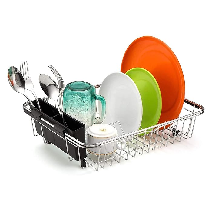 Buy Expandable Dish Rack with Dishes Drainers for Kitchen Counter with