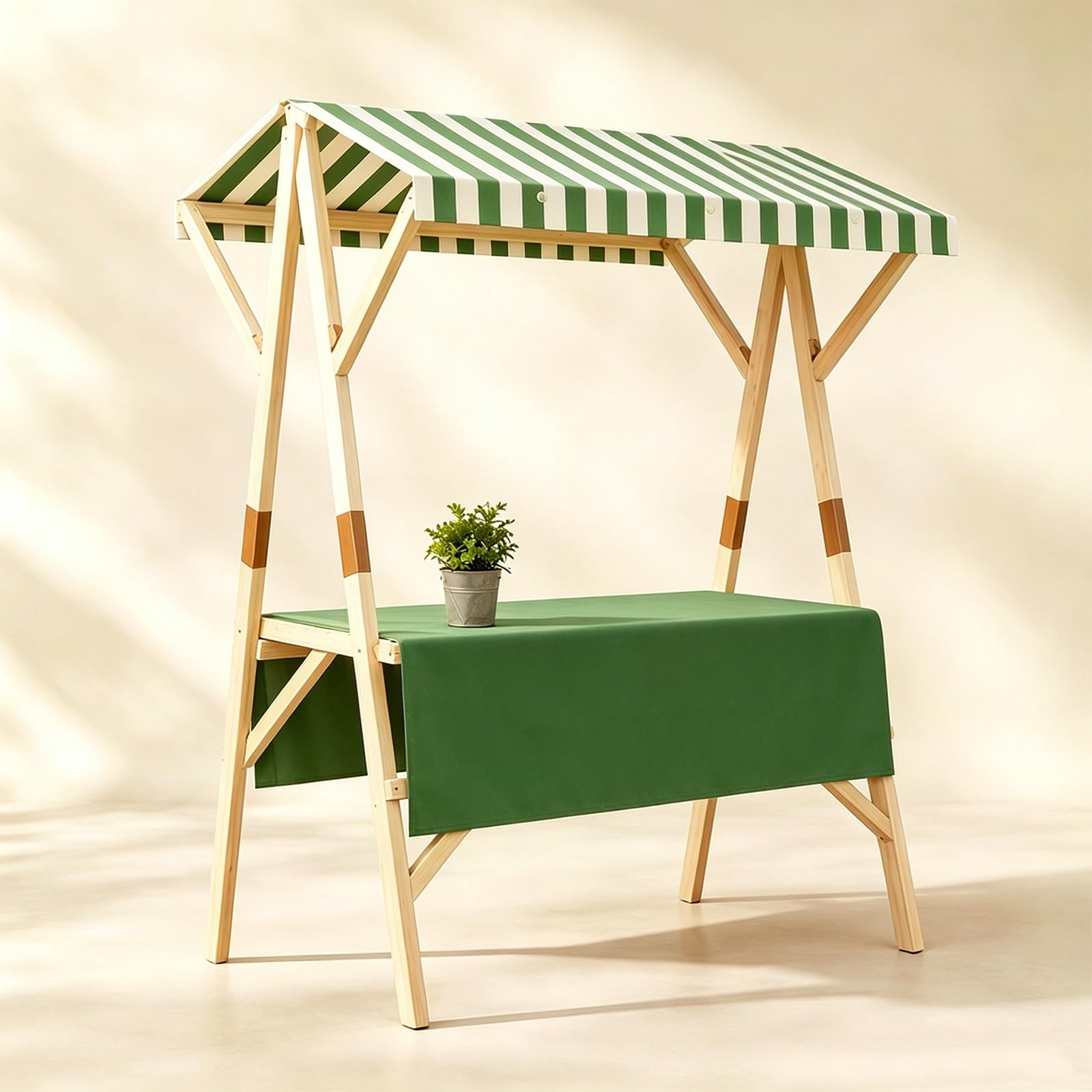 HARELA Genérico Puesto De Mercado con Toldo, Carrito de Comida callejera de Madera, Puestos Plegables, para Venta De Alimentos, Puestos Callejeros, Ferias De Artesanía(Green B,150cm/59in)