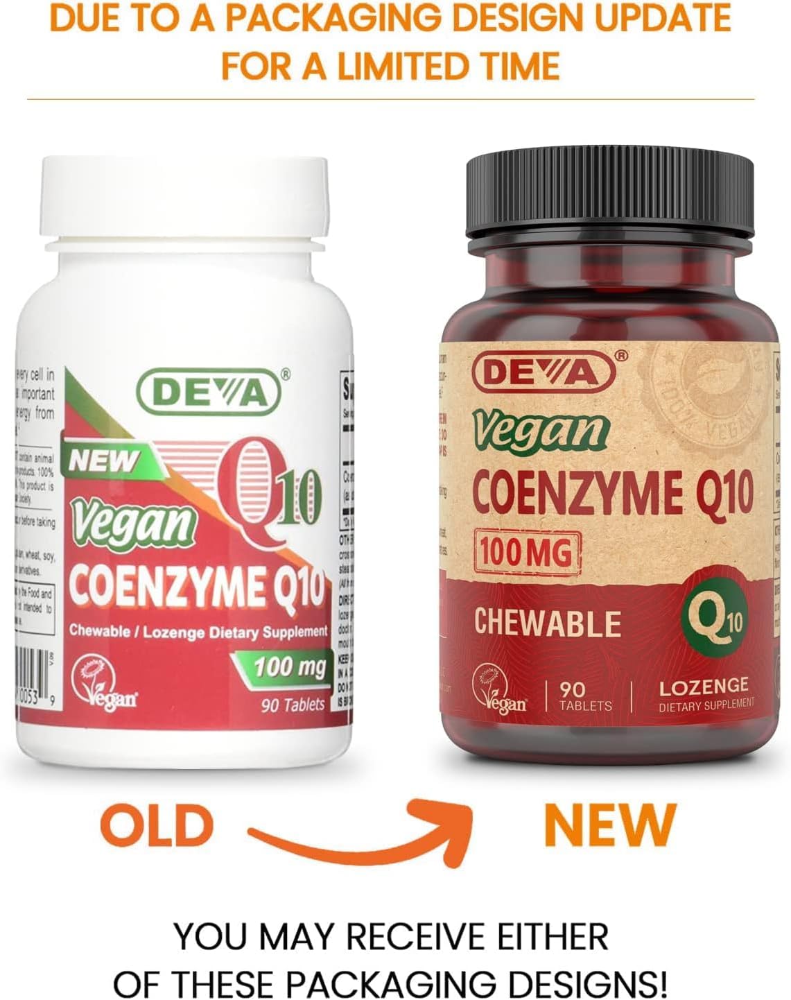 DEVA Vegan Vitamins Coenzyme Q10 100mg - Potent & Affordable in One Bottle - Chewable, 90 Tablets, (Pack of 2)