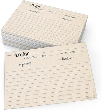 321Done Recipe Cards - Set of 50 Large Double-Sided Thick 4x6 Blank Recipe Cards, Rustic Tan Kraft Script Design for Bridal Shower & Wedding Gift, Made in USA