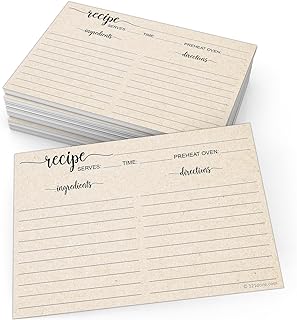 321Done Recipe Cards, Made in USA - 4x6 Tan, Simple Script, Double-Sided Thick Cardstock, Cute Vintage Rustic Kraft Look for Bridal Shower Wedding Housewarming Gift - Pack of 50