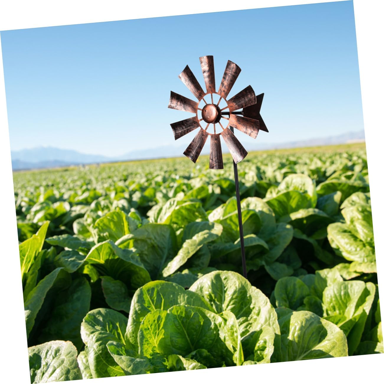 2pcs Decorative Windmill Metal Pinwheel Ornaments Large Garden Decor Bright Colors for Boys and Girls