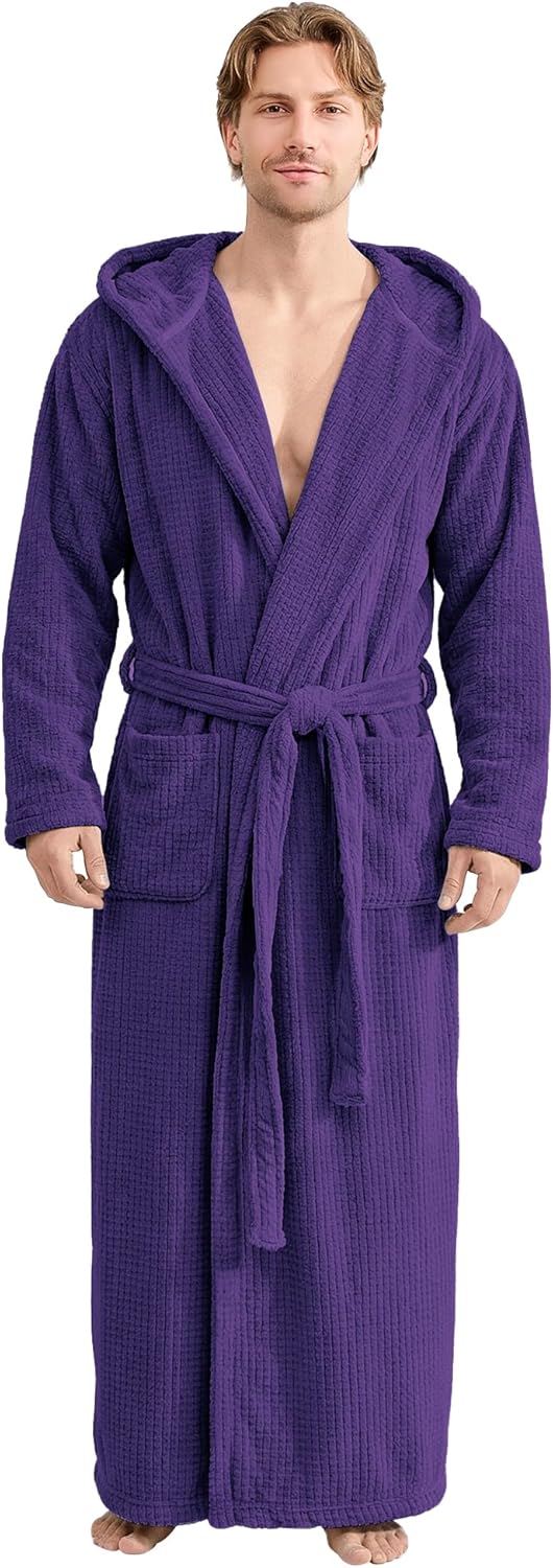 Bathrobes for Men Full Length - Soft Absorbent Long Towel Robes with Hood (Available for Big and Tall)