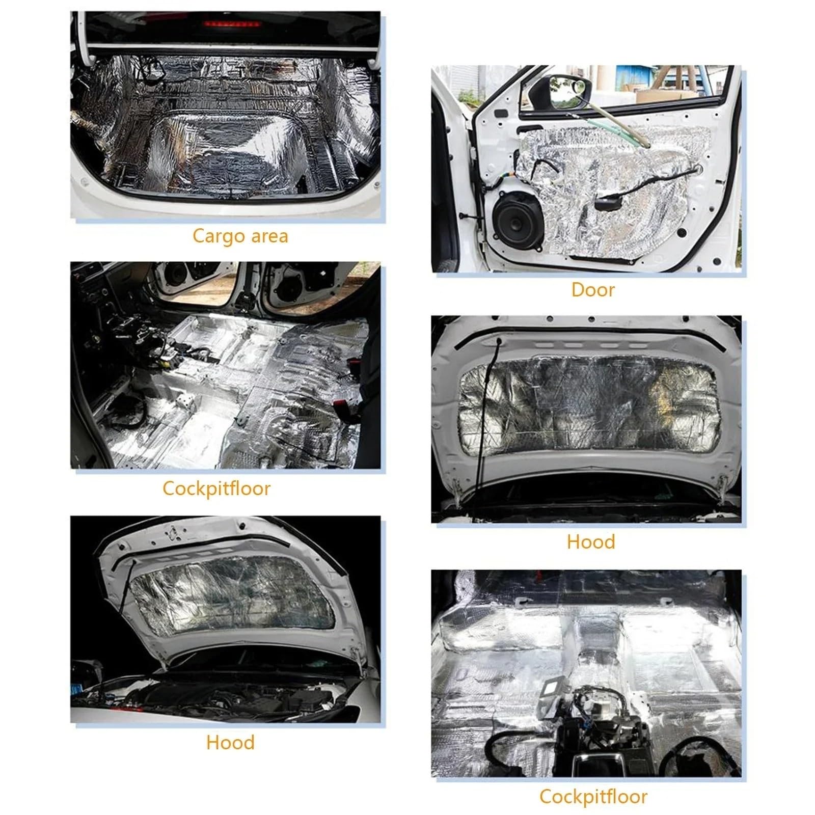 Insulating Acoustic Alfombrilla Aislante Sonido para Furgonetas Coches 5/10 Mm Aislamiento Térmico Insonorización Aislamiento Capó Coche Puerta Silenciosa para Pared(500x2000x10mm)