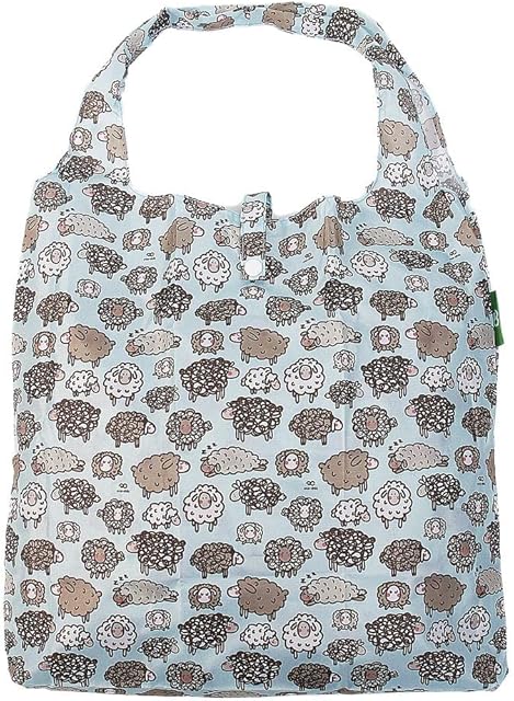 ECO CHIC Lightweight Foldable Reusable Shopping Bag | Water Resistant Shopping Tote Bag | Folds Into Attached Pouch for Storage | Made from Recycled Plastic Bottles