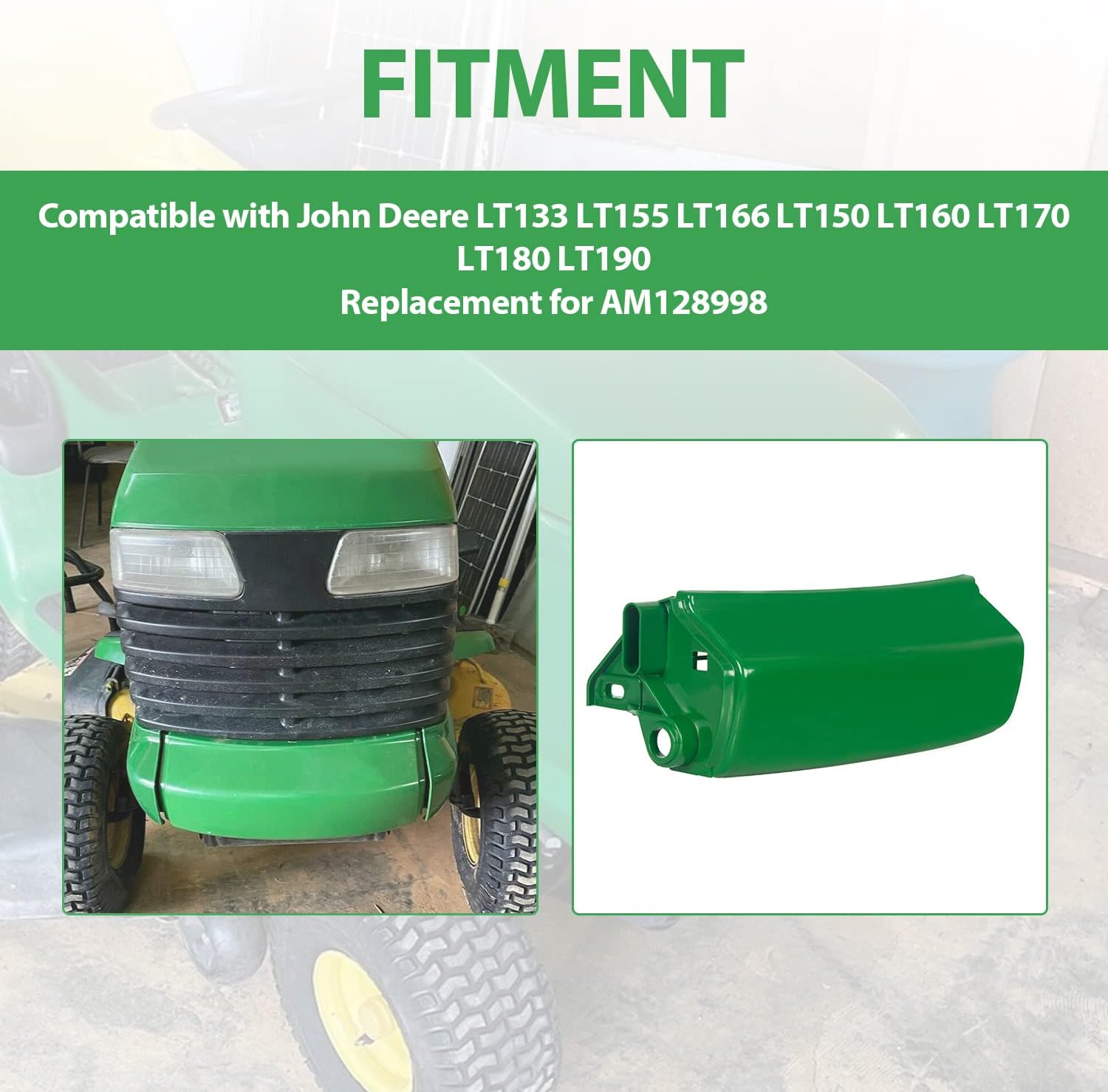 ECOTRIC Front Bumper with Hardwares Compatible with John Deere LT133 LT155 LT166 LT150 LT160 LT170 LT180 LT190 LT Series Tractor Replacement for AM128998