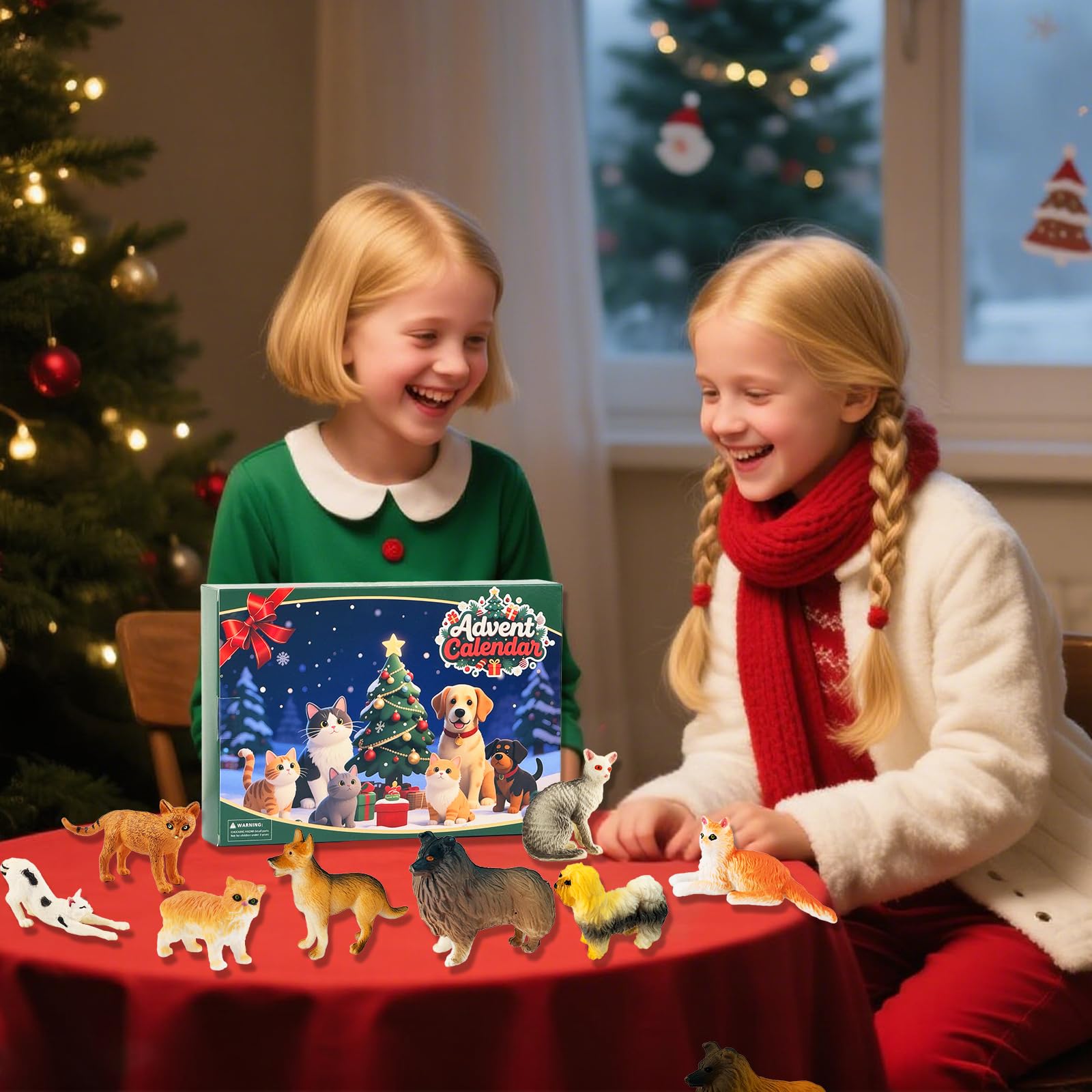 Weihnachts-Adventskalender 2025, 24 Tage, Katze, Hund, Figuren, Countdown-Tier-Adventskalender für Kinder, Kleinkinder, Erwachsene, Weihnachtsgeschenke, Weihnachtsgeschenke für Jungen und Mädchen