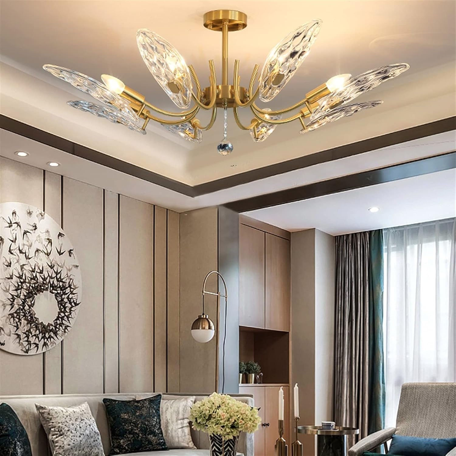 8 świateł prosta luksusowa kryształowa lampa sufitowa miedź metal E14 wisząca lampa nowoczesna atmosfera dom salon willa sypialnia oświetlenie dekoracja,