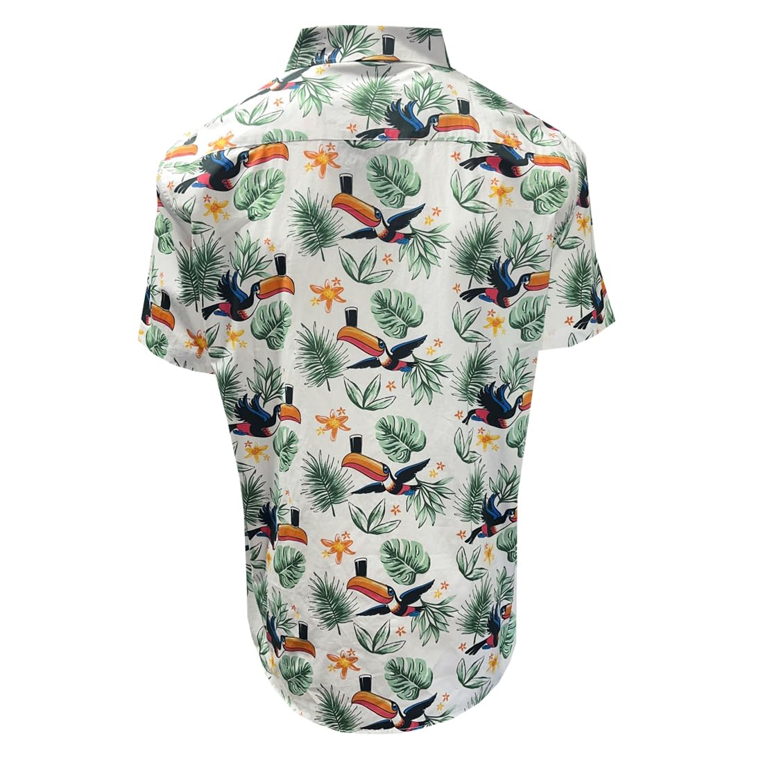 Guinness - Camicia hawaiana a mezza manica con tucano bianco