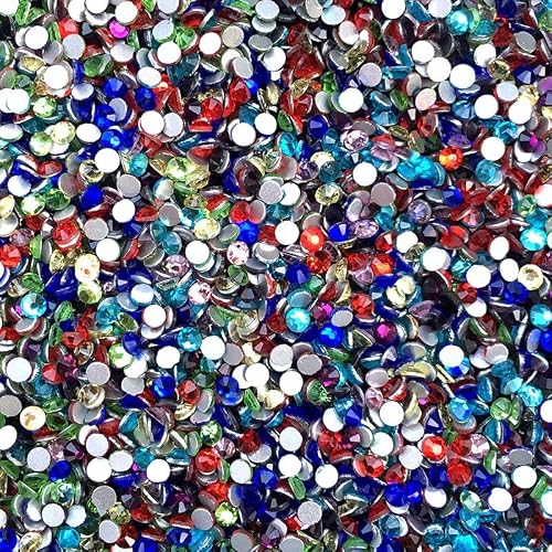 Onwon 144 Pcs Crystal Flat Back Brilliant Round Rhinestones Glass Stones Glitter Gems Faux Diamond for Craft,Nail Art,Shoes,DIY Decorations (SS40 / 8mm, Mix Color)