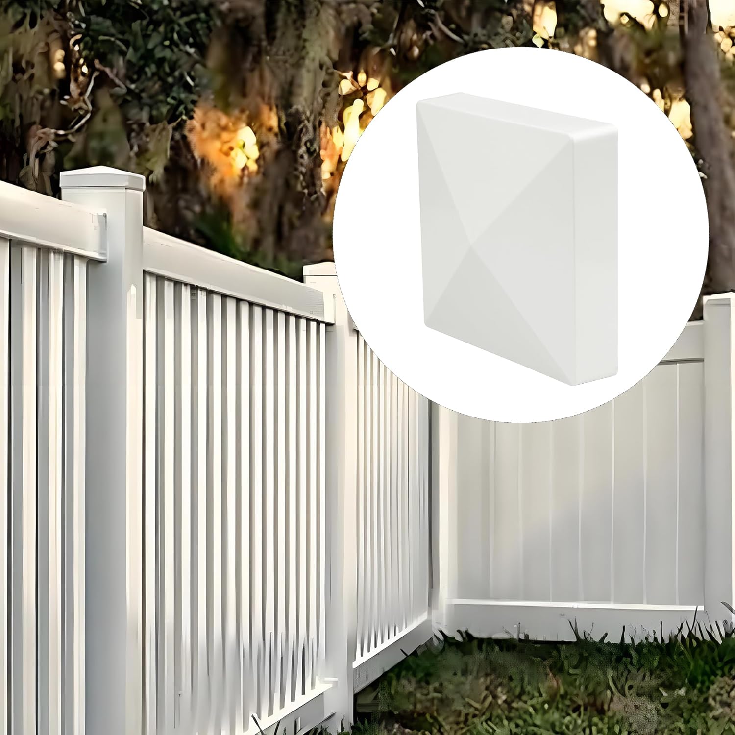 4" × 4" Vinyl Fence Post Cap, Pyramid Style Caps for 4.0”Wood Fence Post, Suitable for Lamp, Deck, Mailbox, 4 Packs