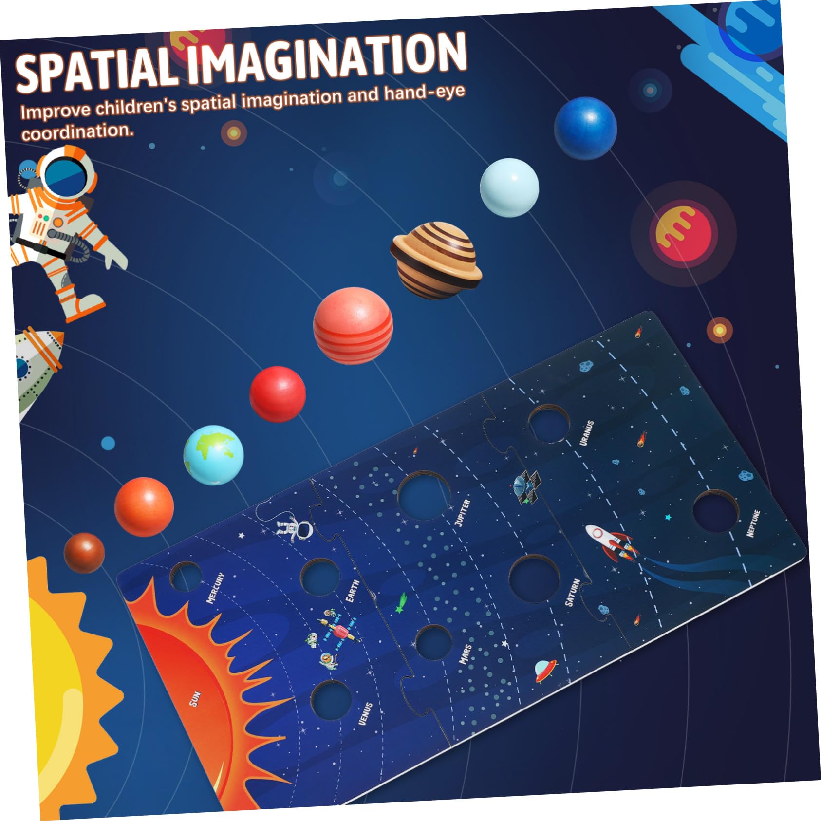 Puzzle Solare in Legno, 8 Pianeti, Gioco Educativo | Superficie Liscia, Lavorazione Accurata, Apprendimento Spaziale per Bambini