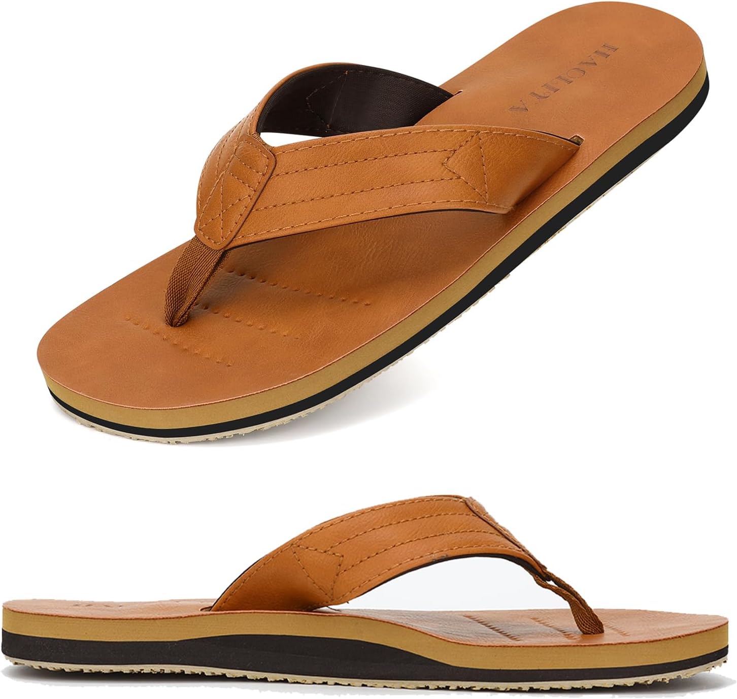 HAOLIRA Mens Flip Flops - Arch Support Cushion Footbed