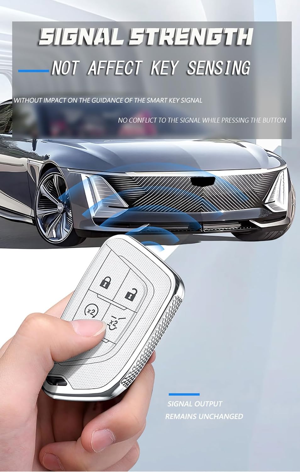 ontto 5-Button Key Fob Cover Fit for Cadillac 2020-UP Key Remote,Full Protection Key Holder with Keychain Intelligent Car Key Shell for CT4 CT5 CT6 XT5 CTS XT4 XTS SRX ATS Escalade,Gold