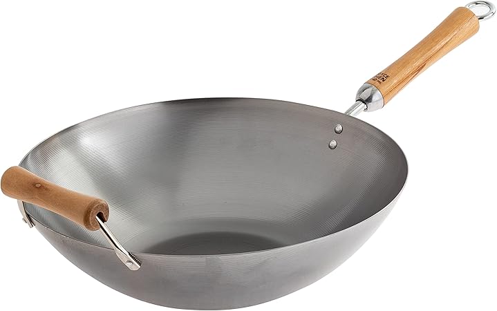 JOYCE CHEN Classic Series 14-Inch Carbon Steel Wok with Birch