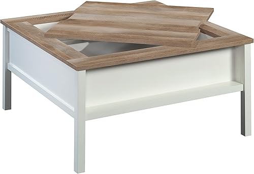 Miniatura 9 de Mesas de café, mesa de té y cóctel y mesa auxiliar, mesa cuadrada multifuncional para sala de estar con almacenamiento, mesa central para sala de