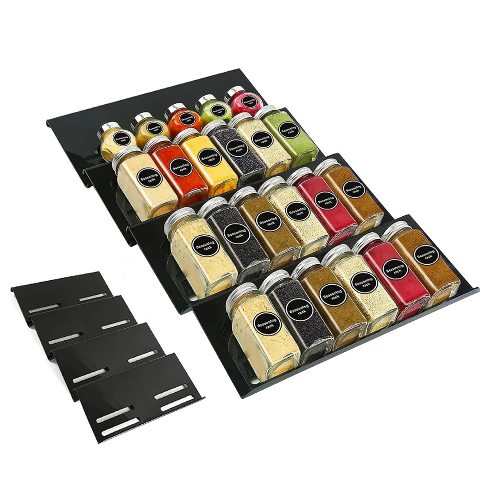 Expandable Spice Drawer Organizer,4 Tier Acrylic Drawer Seasoning Organizer,Expandable From 12