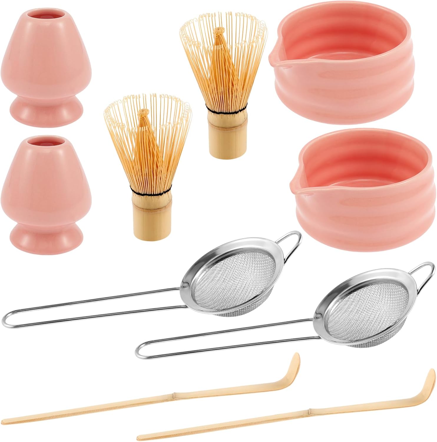 2 Sets Ceramic Handmade Matcha Whisk Set for Home Elegant Matcha Bowl Scoop Set Fashionable Easy to Clean Japanese Match Kit