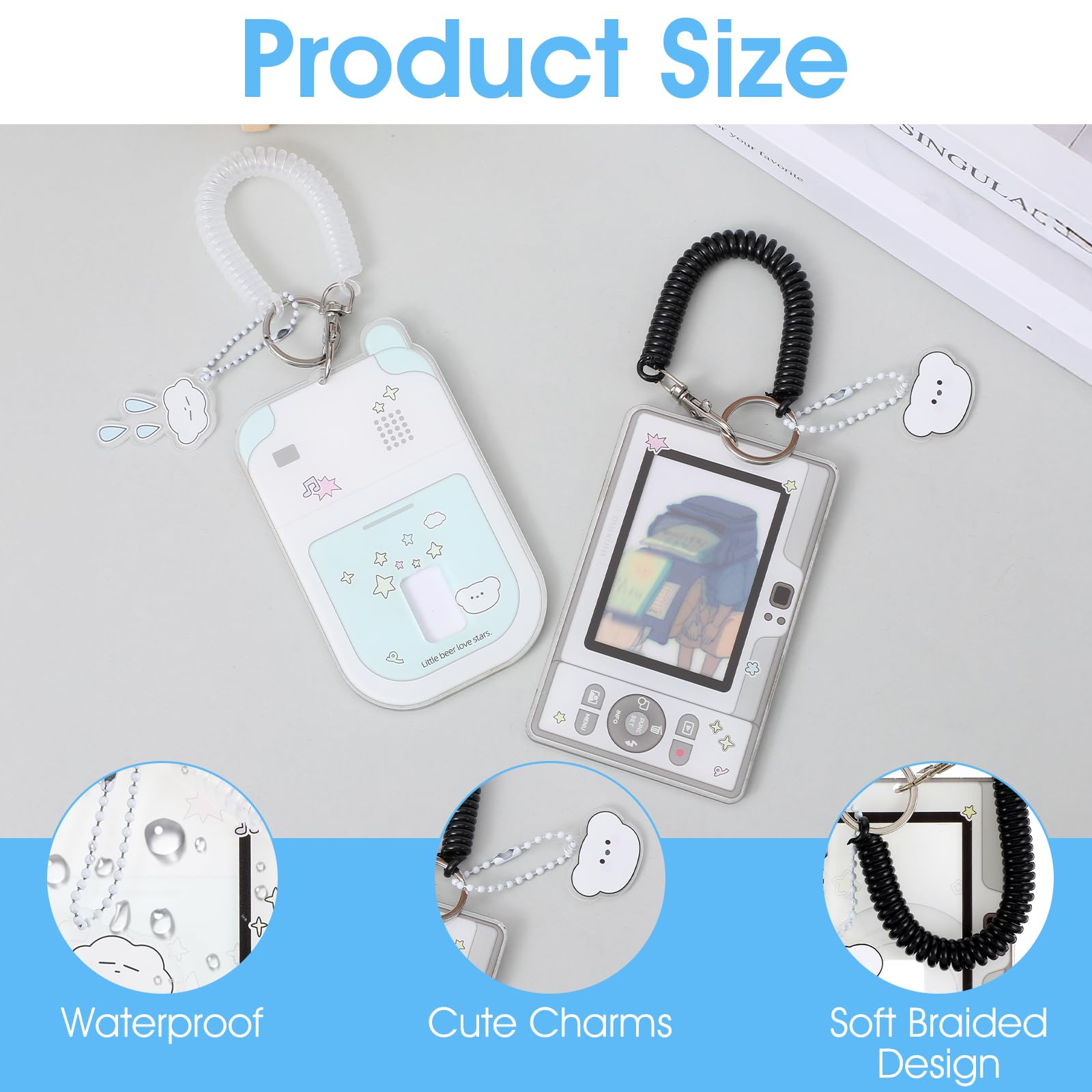 Shimmeroo 2 STKS Pluche Dier Foto Kaarthouder Sleutelhanger Leuke Zachte Puppy Hond Id Badge Houder Cartoon Dier Idool Foto Beschermhoes voor Tas Charm Koreaanse Stijl Card Cover