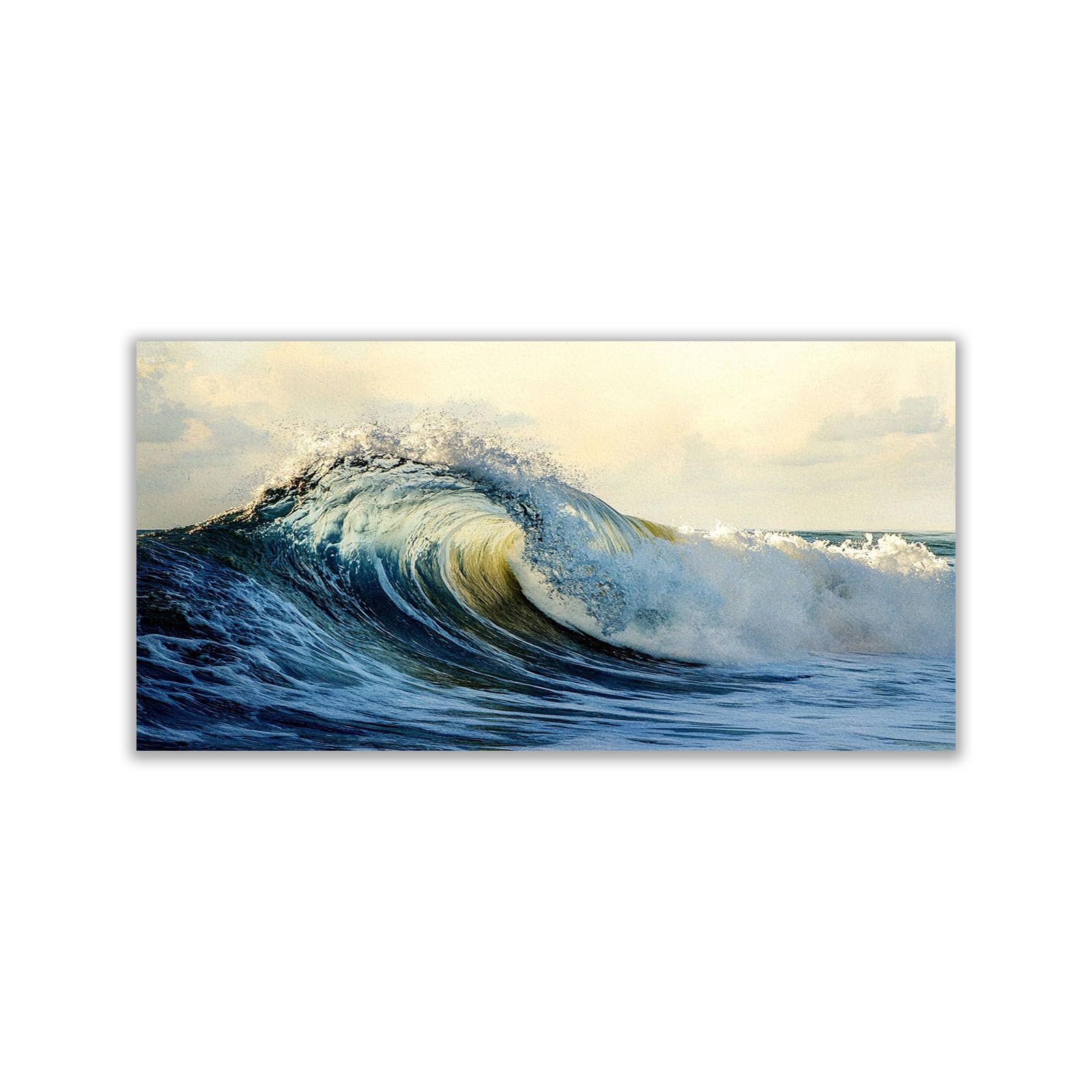 WIKEO Beach Pictures on Canvas Wall Art Ocean Landscape Painting Modern Prints Seaview Landscape Artwork - for Living Room Bedroom Home Office Wall Decoration(Blue 5)-70x140cm Unframed