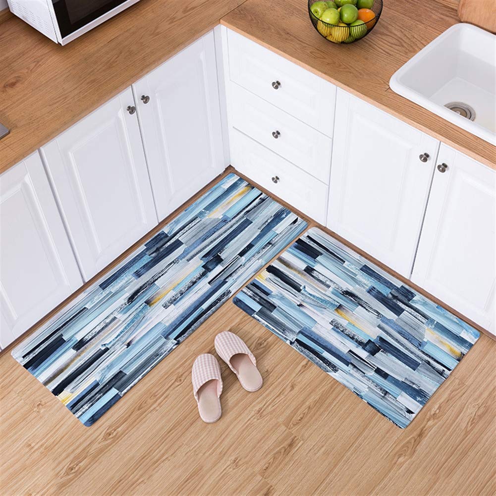 Tapis Cuisine Long Antidérapant Antifatigue Absorbant Lavable Tapis Cuisine Devant Evier Motif de géométrie 3D Home Décoration,Géométrie B,60x90cm+60x180cm