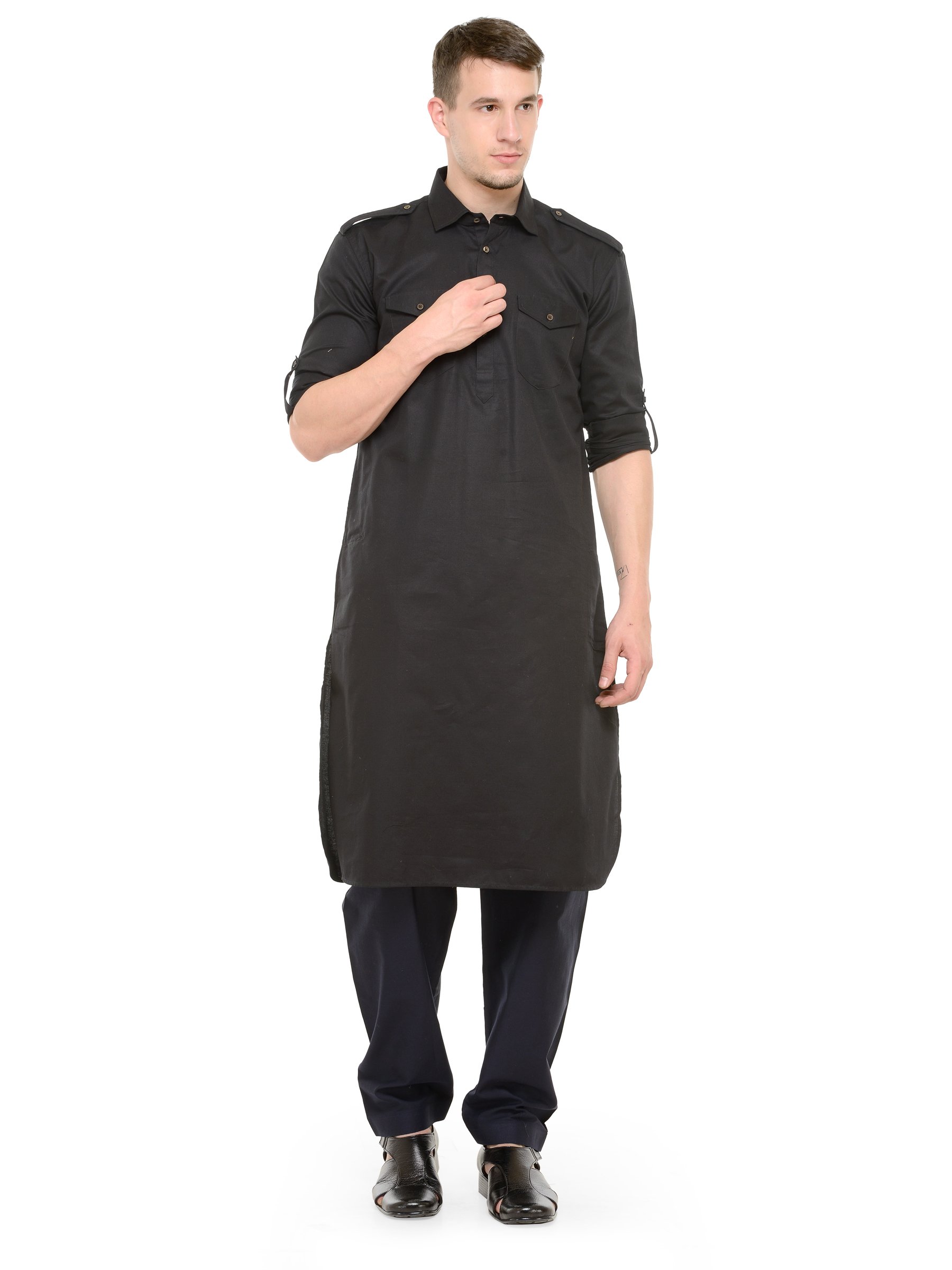 Varmohey RG Designers Black Pathani Kurta Salwar Set