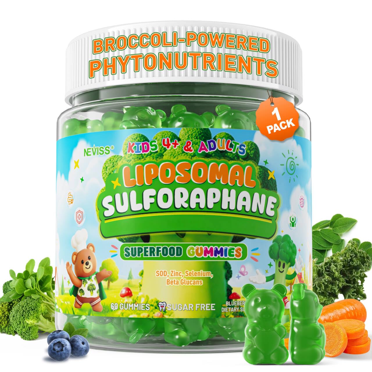 Liposomal Sulforaphane Gummies from Broccoli Sprouts,Kids 4+,0 Sugar,120cts — Amazon image 8