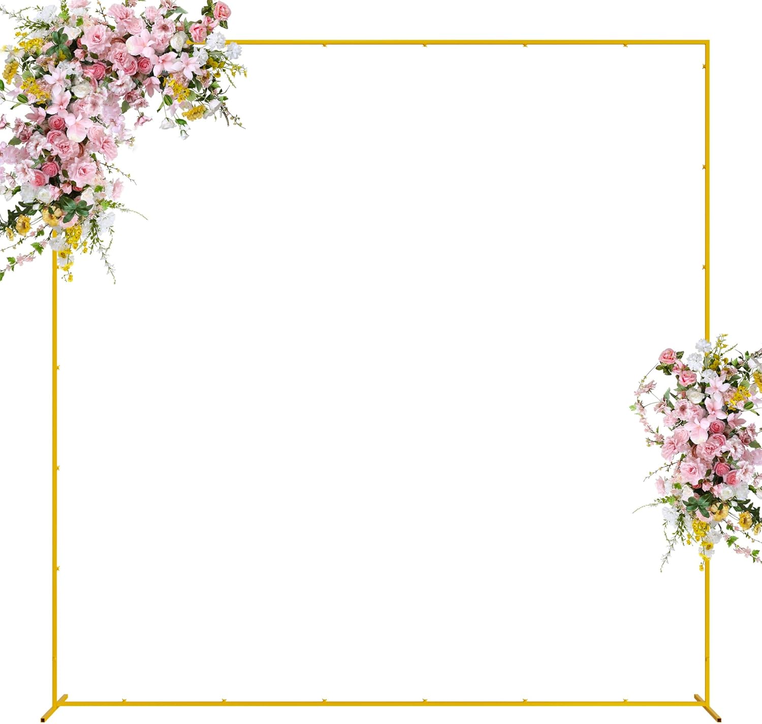 Wokceer Wedding Arch Backdrop Stand Square 8 x 8 FT Wedding Arches for Ceremony Metal Balloon Arch Frame for Wedding Birthday Party Garden Arbor Anniversary Event Decor 8FT x 8FT Gold