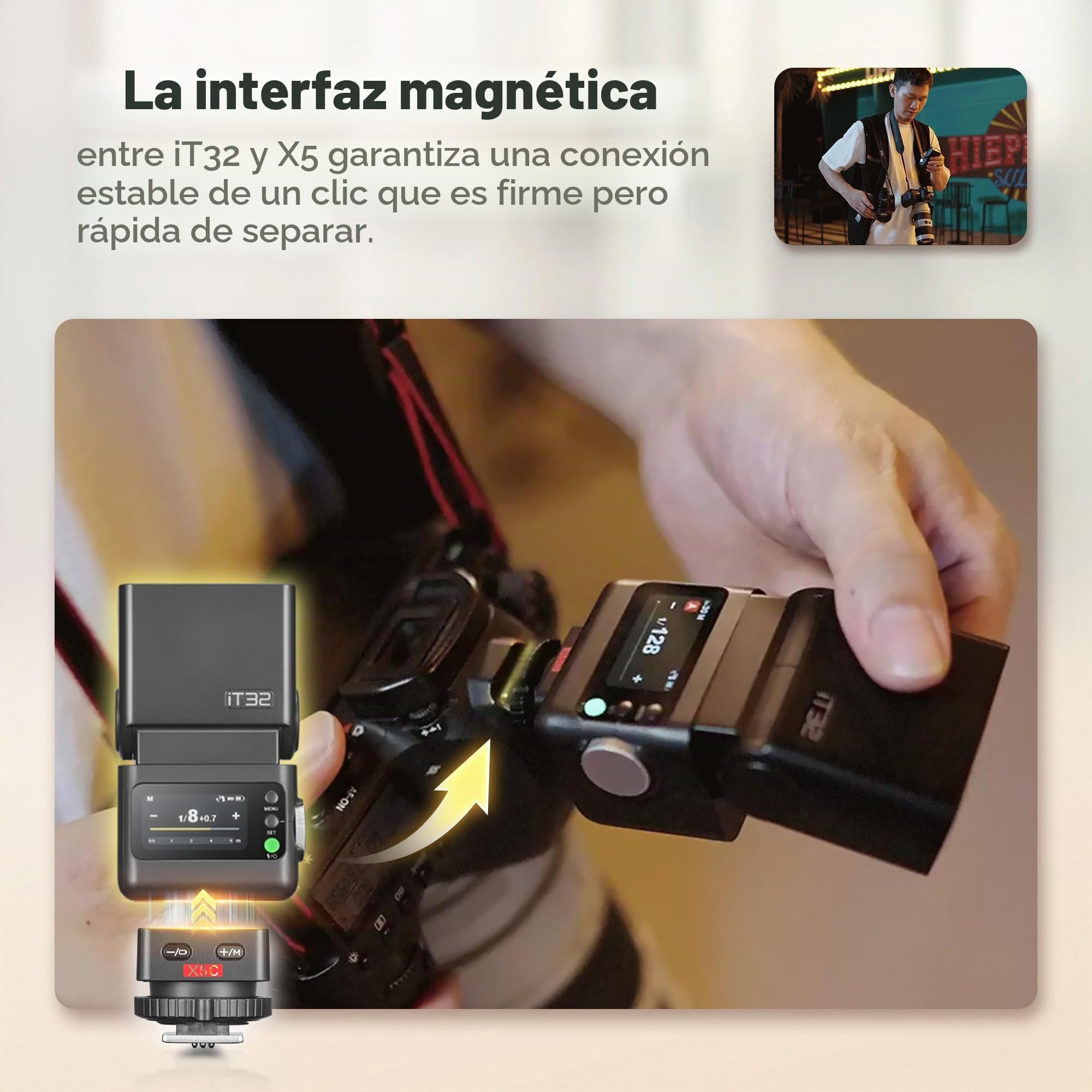 Godox iT32 - Flash de cámara TTL con disparador inalámbrico X5 S 2,4 GHz HSS 1/8000s GN18 con difusor magnético para cámaras Sony