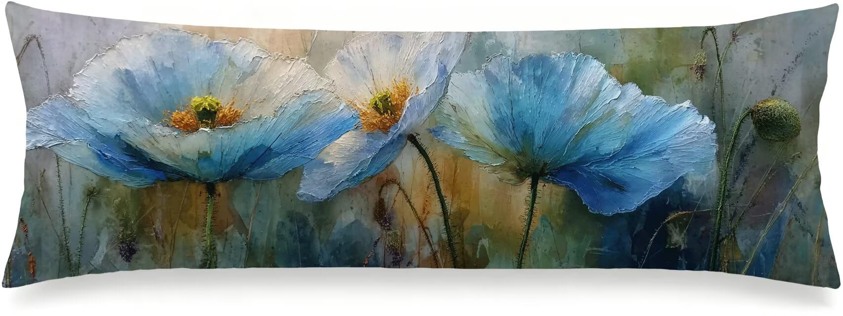 Funda Almohada 50x150 cm Abstracción Lino Larga Cojines Flor, m-110