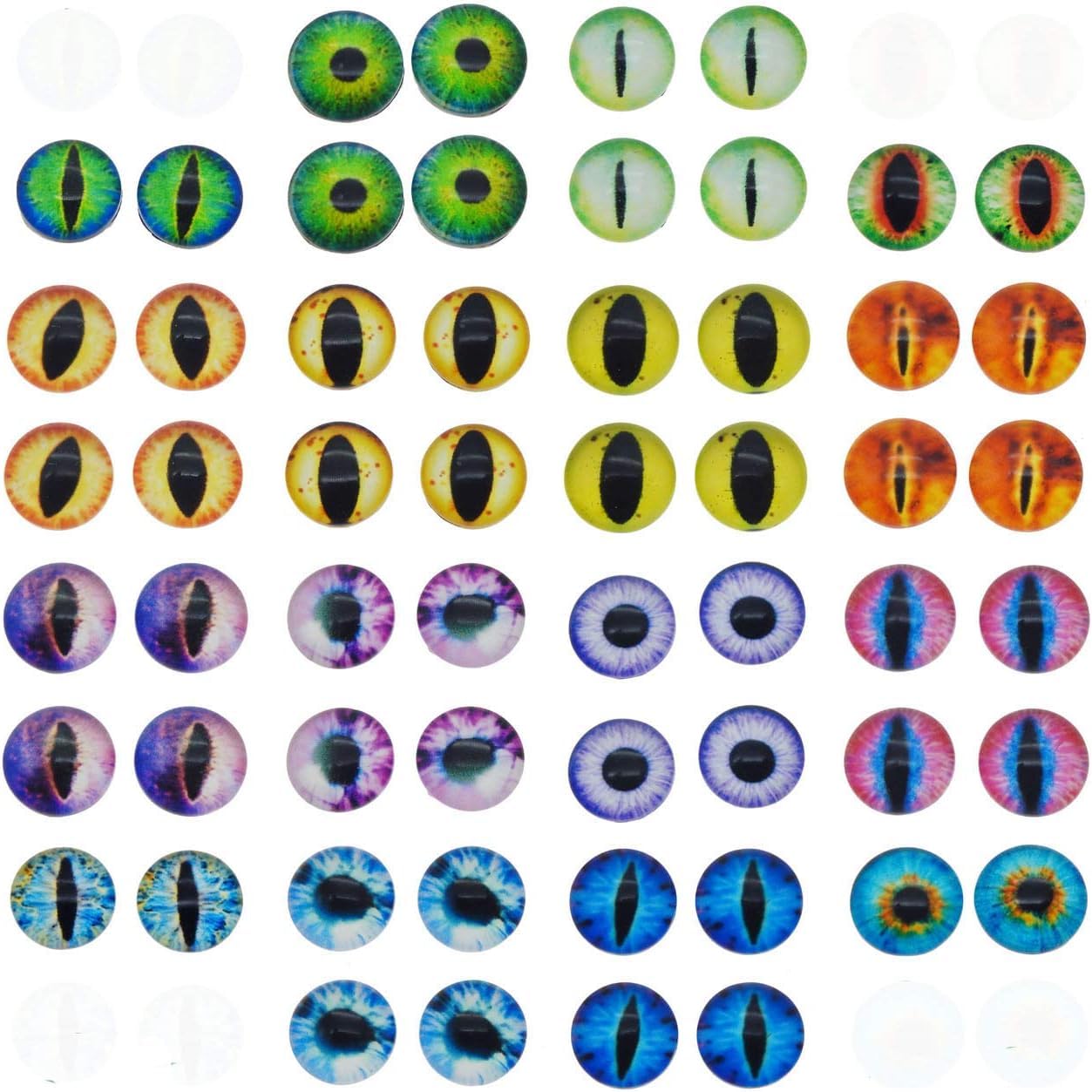 Julie Wang Multi-Coloured 200Pcs 8Mm Dragon Cat Eye Flatback Glass Cabochon For Jewelry Making Animal Eyes Crafts Diy Supplies