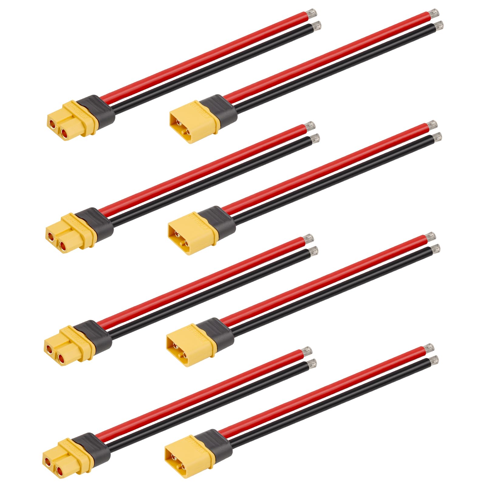 MOOKEERF 4 Pairs XT60 Plug Female and Male Connector with 150mm 12AWG Wire for RC Lipo Battery FPV Racing Drone