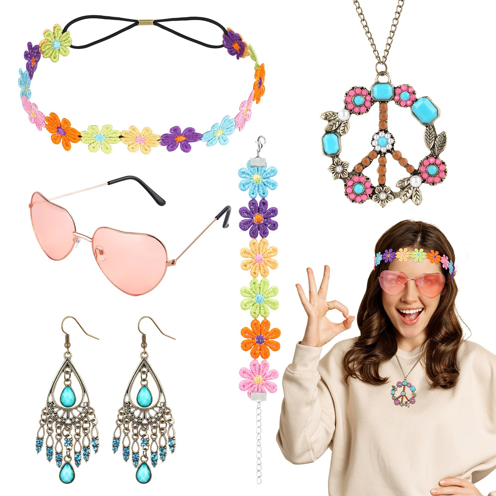 AOOWU Hippie Accessories Set