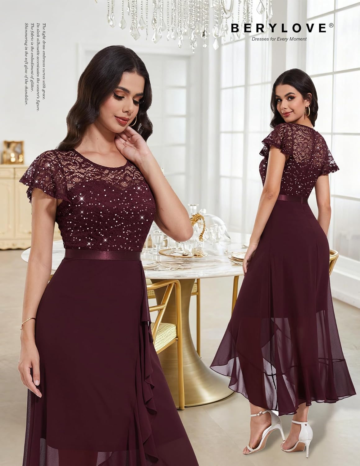 BeryLove Formal Dresses for Women 2026 Wedding Guest with Slit Cocktail Elegant Lace Long Prom Dress - Image 7