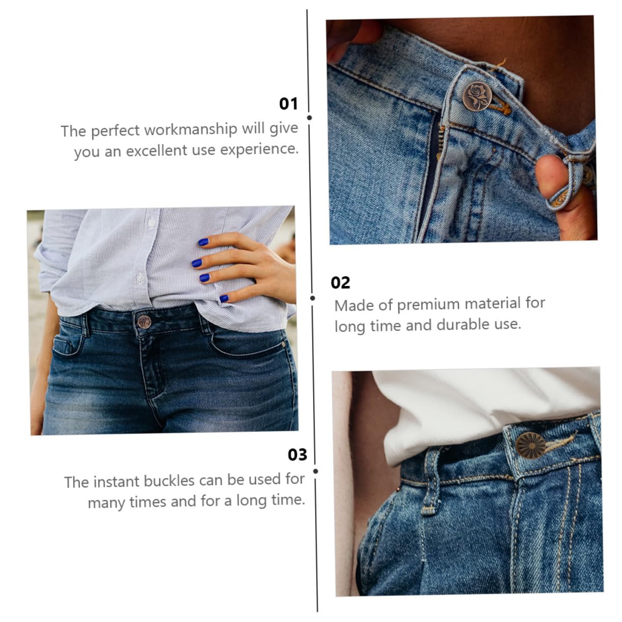 jojofuny 3 Set Da 20 Pezzi Bottoni In Denim Bottoni Magnetici Con Senza Cuciture Per Pantaloni Estensori Per Cintura Pantaloni Chiusure Istantanee Estensori Per Tende