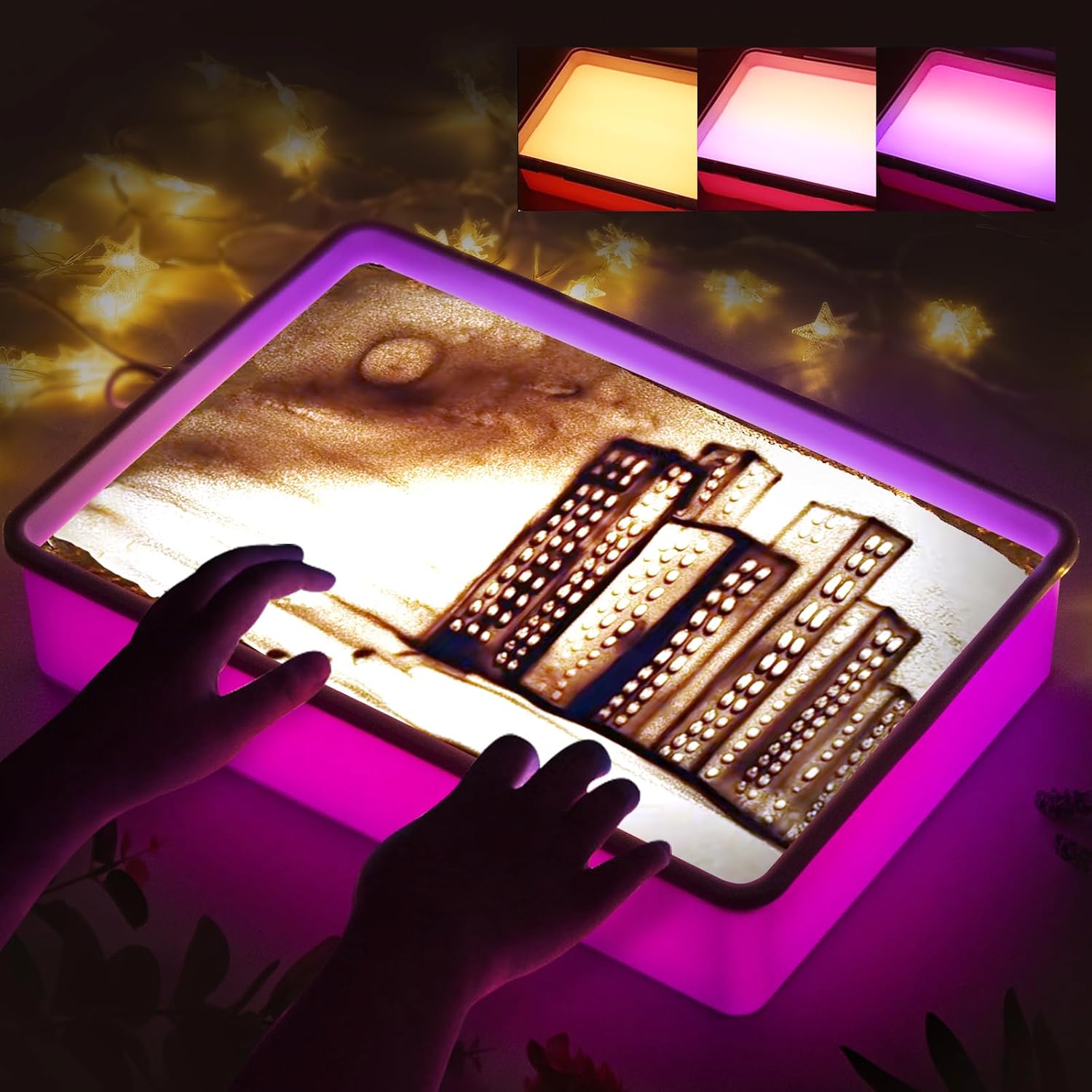 Odoorgames Purple Sand Painting Light Box - Pet Series Animal Xrays for Kids, Pet Xrays Set, Light Table Accessories, Perfect for Vet Role Play and Learning About Pets' Anatomy