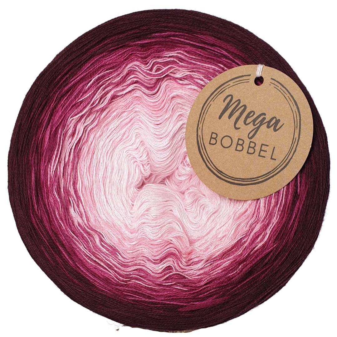 MegaBobbel*Pinke Beeren*A345* (Außenfarbe: Chianti 2) Farbverlaufsgarn - Lace Garn Bobbel Wolle zum Häkeln & Stricken (4 fädig, 2000m)