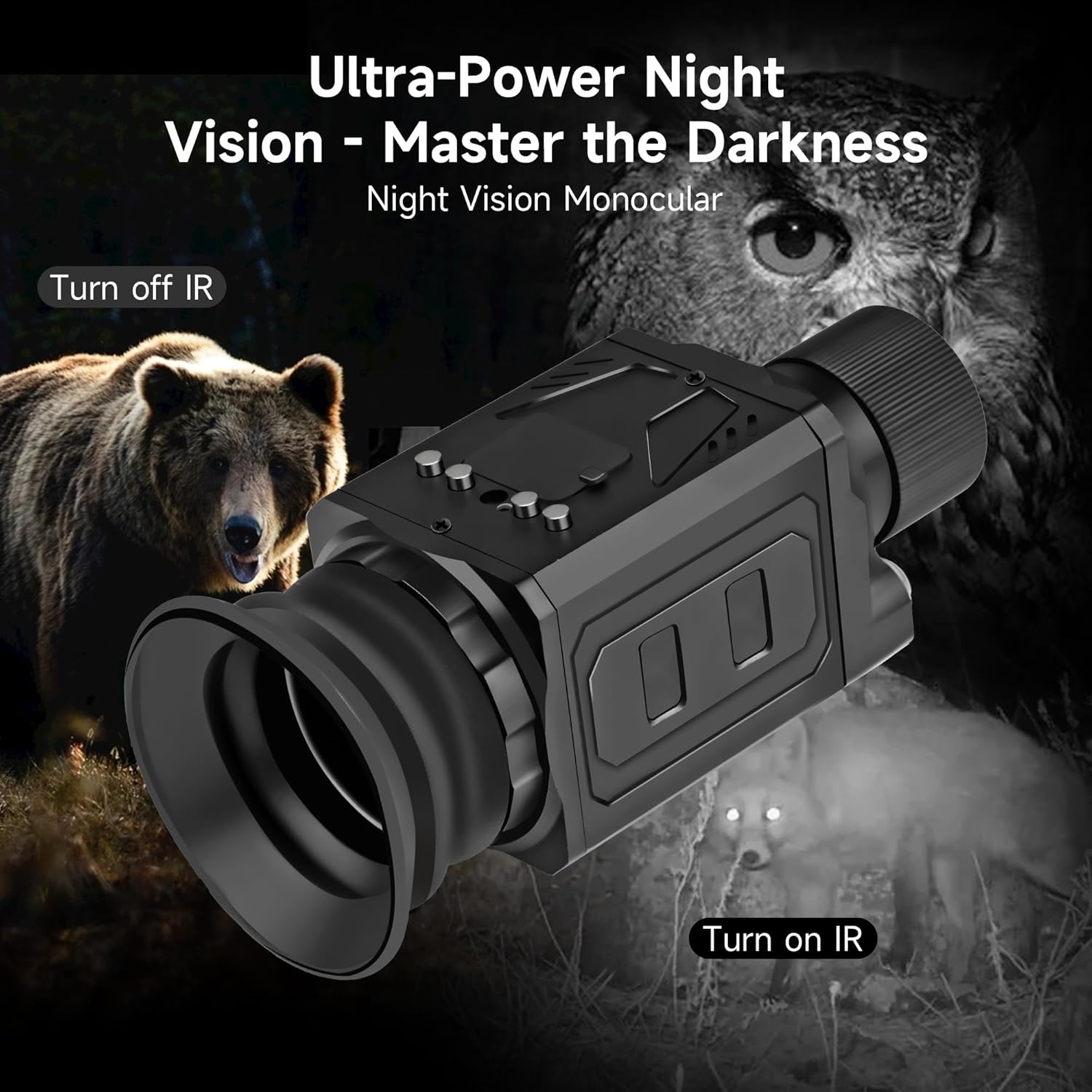 4K Ultra HD Night Vision Monocular, 100% Darkness, 800M Long Range, Portable Rechargeable Tactical IR Night Vision Tripod, Handheld for Hunting, Camping, Wildlife & Surveillance