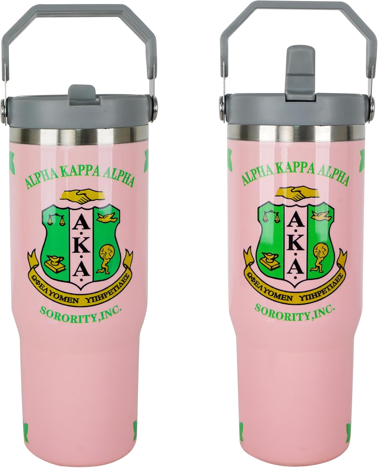 cahduenx Sorority Gifts for Women 30oz Tumbler with Handle and Straw Lid, 1908 Pink Green Idea Gifts for Women Girl Sisters, Stainless Steel Travel Tumbler Cup Mug(Polka Dots)