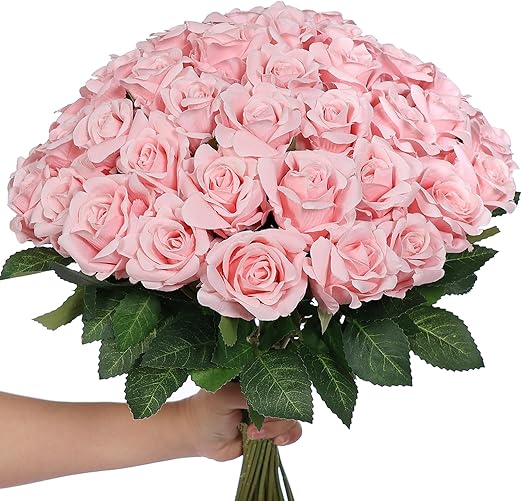Amazon.com: YXZZWL 60 Pcs Artificial Roses in Bulk, Fake Silk Roses ...