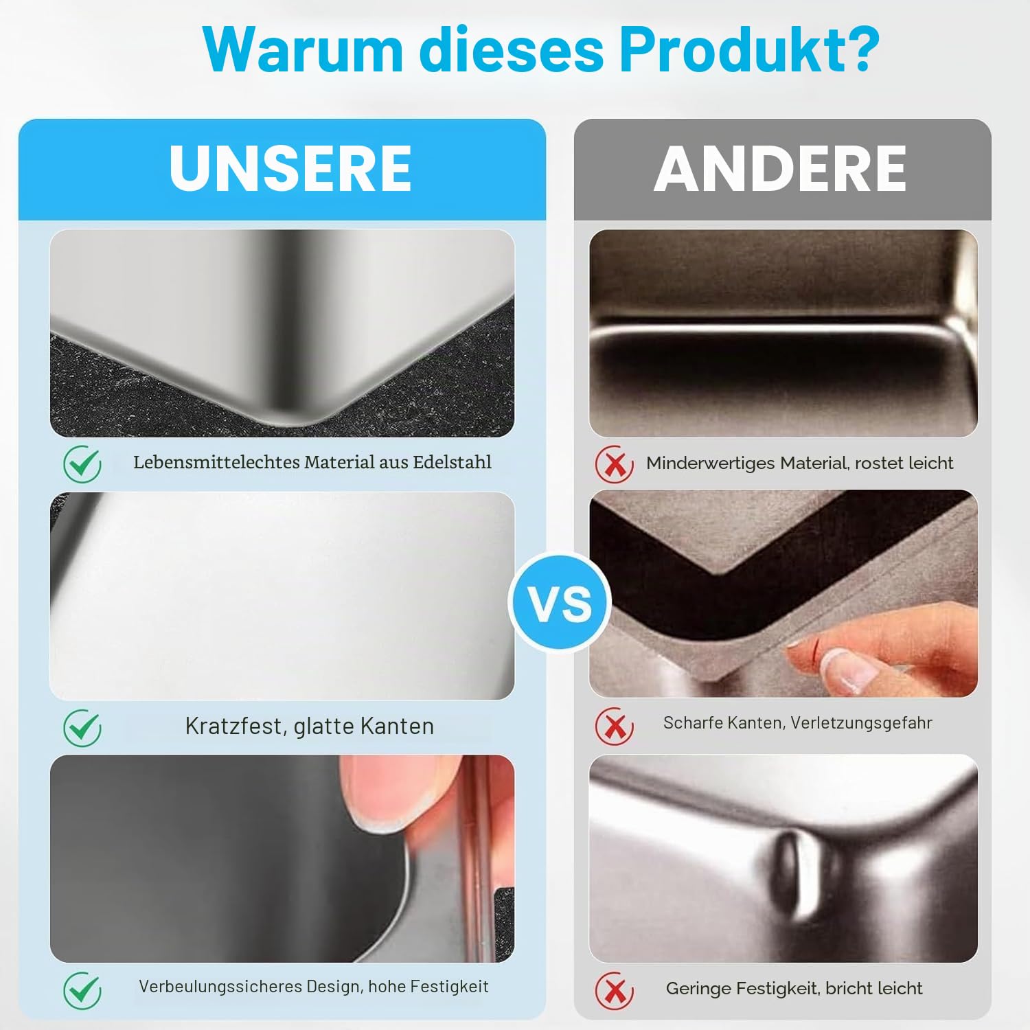 6 Stück GN 1/3 Behälter, 33 x 18 x 15 cm Edelstahl Behälter mit Deckel, Gastro Behälter für Speisen, Torten, Hotelpfanne Tisch Food Pan