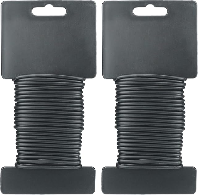 KINGLAKE 2Pcs x 8m Black Garden Soft Tie, 3.5mm Garden Flexible Wire Tie Plant Twist Wire Plastic Coated