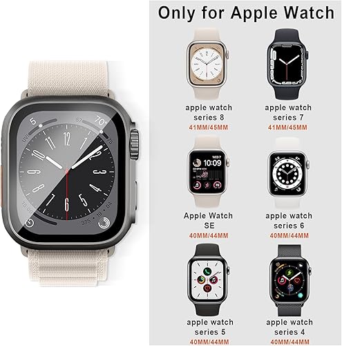 Miniatura 5 de Paquete de 4 fundas integradas de vidrio templado para Apple Watch Series 8, 7, de 1.772 pulgadas (actualización a iwatch Ultra), cubierta general