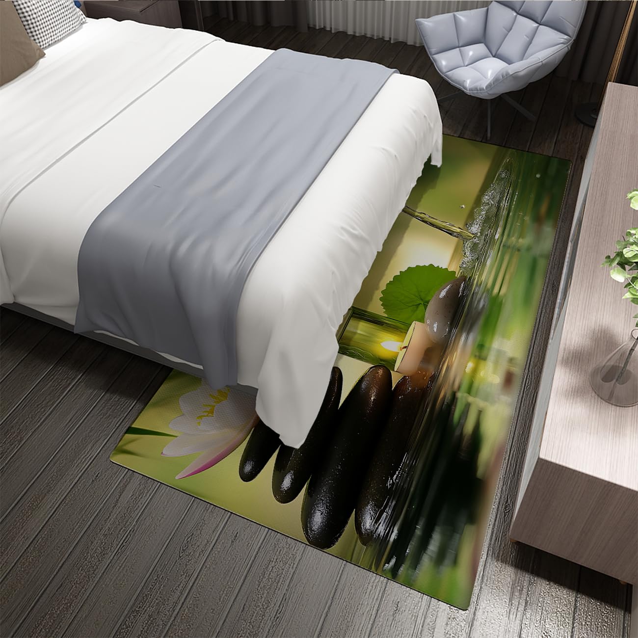 Méditation 180x270cm Tapis Chambre Pierres empilées et imprimé Lotus Moquette à Poil Bas et Confortable Facile à Nettoyer pour Le Salon Spa Studio Yoga décoration du Sol