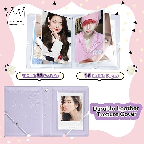 Miniatura 10 de Carpeta para tarjetas fotográficas, libro de 3 pulgadas, mini álbum de fotos portátil, bonito carpeta de tarjetas Kpop, álbum de tarjetas