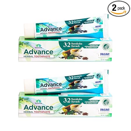 Jagat Devsutra Dr. Trusted Ayurvedic HERBAL Advanced Toothpaste for Teeth Whitening - 100% Natural Formula with Mint Flavour, No Fluoride & Artificial Colours - Pack of 2 (100g x 2)